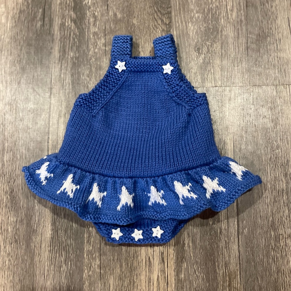 **Handmade** 3month Knit Romper with Ruffle skirt